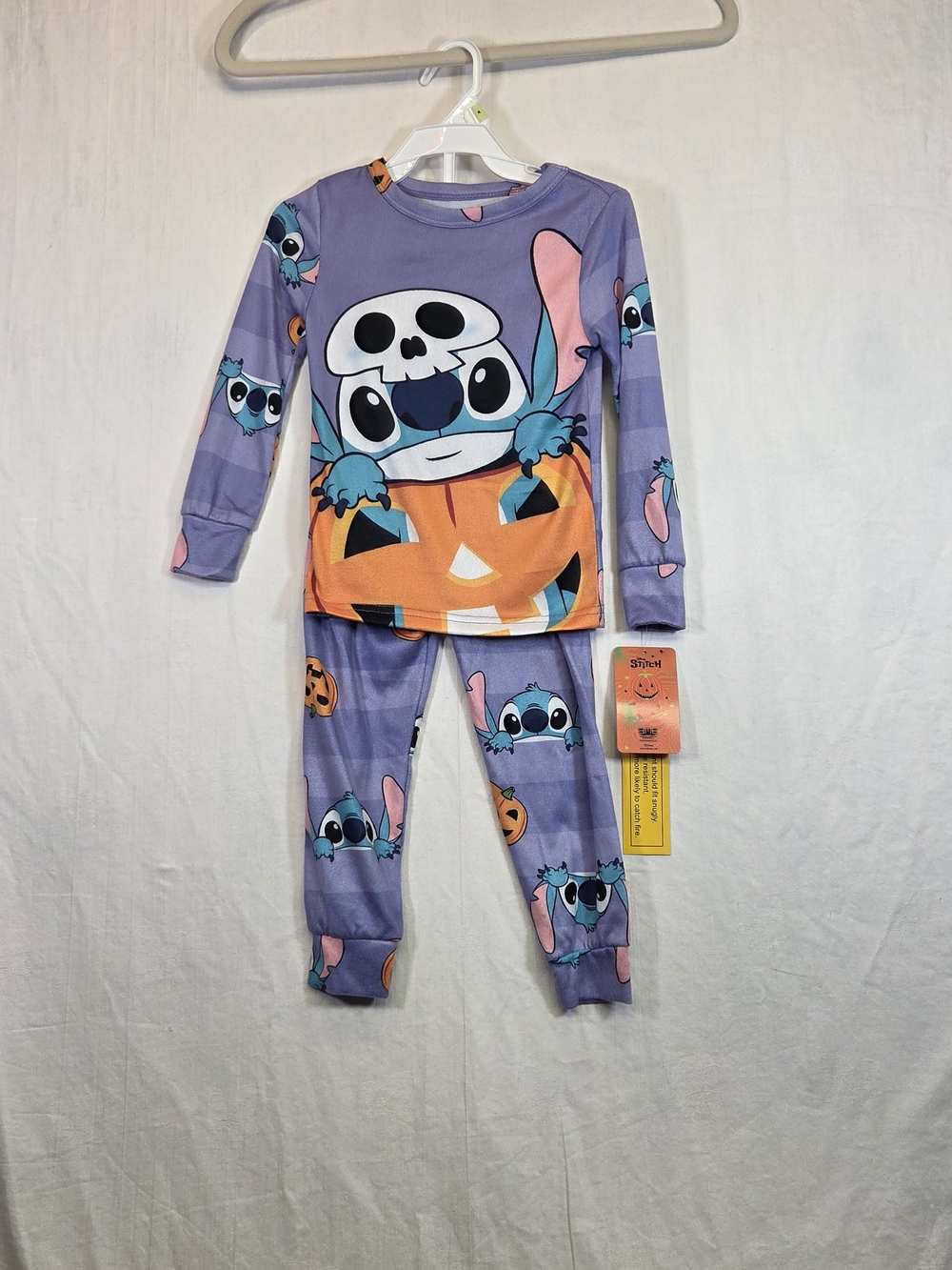 NWT Disney Stitch Halloween Pumpkin Pajama Set Kids Size 4. #0313